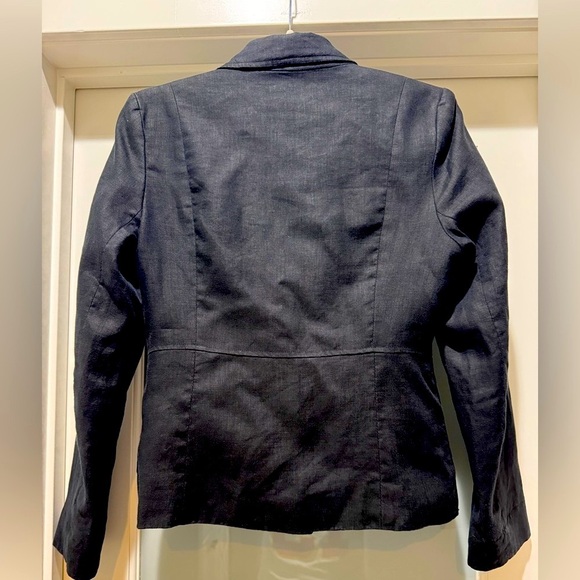 Black 100% Linen Blazer Size 10 Button Front Tailored Career Jacket - Picture 6 of 13